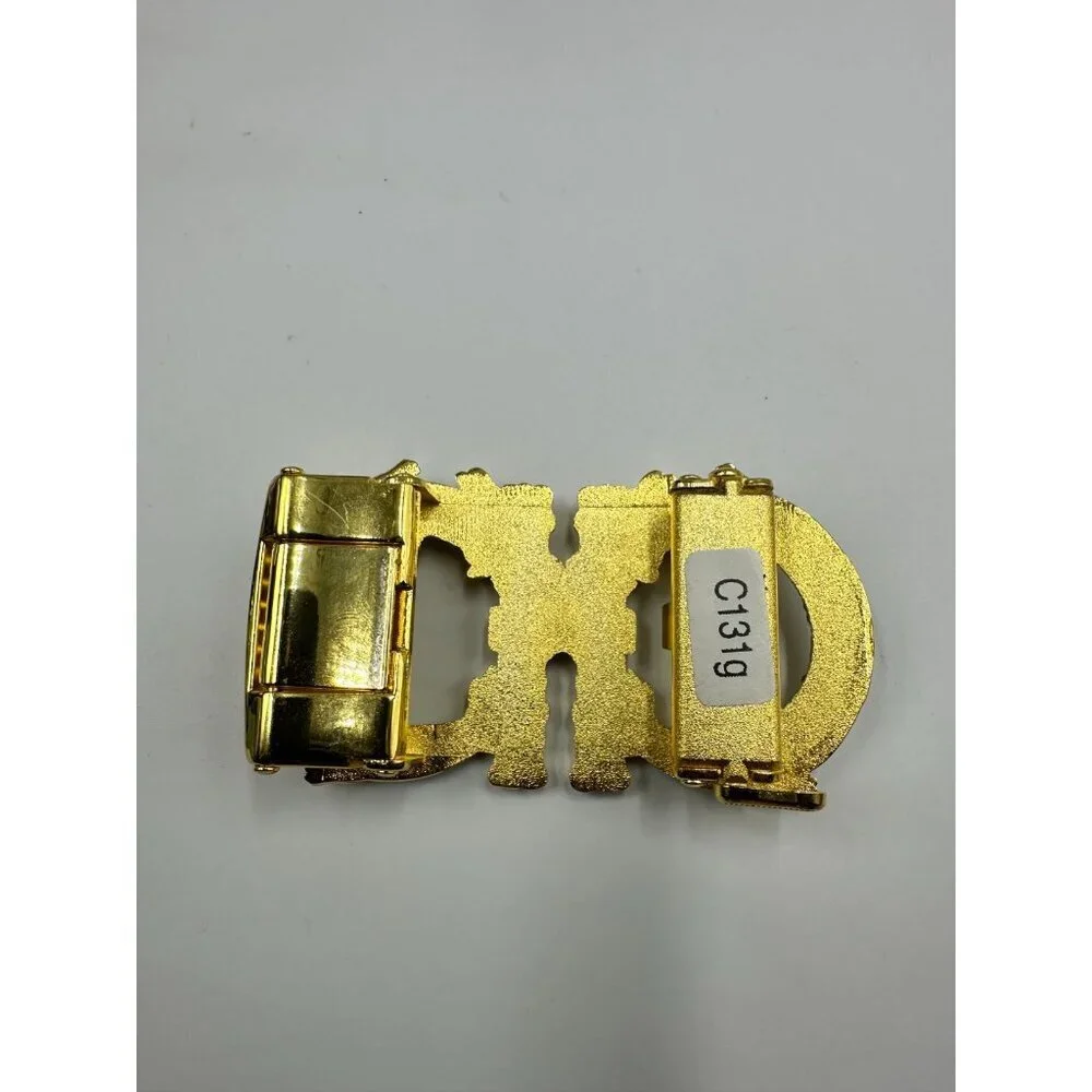 Dragon Rhinestone Ratchet Belt Buckle Gold Tone Automatic Slide Fantasy